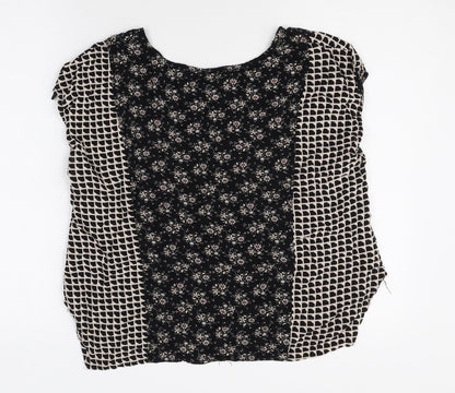Solitaire Womens Multicoloured Geometric Polyester Basic Blouse Size L Scoop Neck