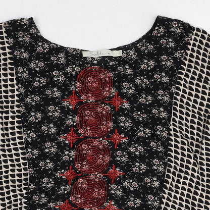 Solitaire Womens Multicoloured Geometric Polyester Basic Blouse Size L Scoop Neck