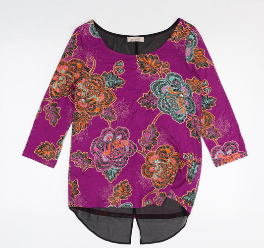 Pre Una Womens Multicoloured Floral Viscose Basic Blouse Size 10 Boat Neck