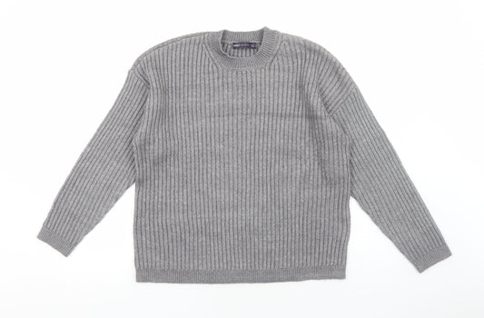 Marks and Spencer Womens Grey Round Neck Acrylic Pullover Jumper Size L