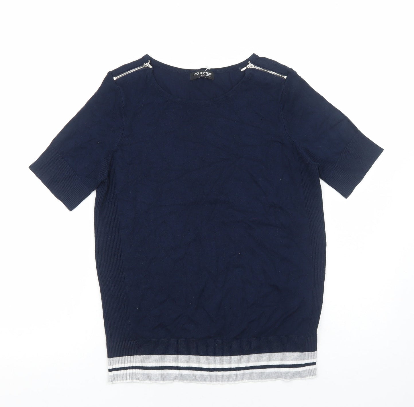 Debenhams Womens Blue Viscose Basic T-Shirt Size M Round Neck