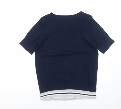 Debenhams Womens Blue Viscose Basic T-Shirt Size M Round Neck
