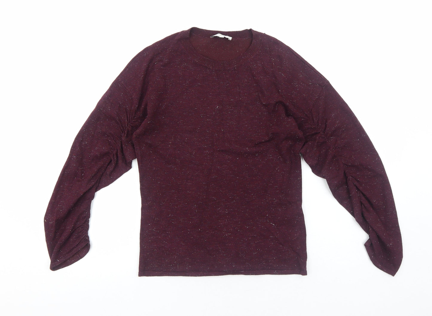 Warehouse Womens Purple Viscose Basic Blouse Size 8 Round Neck