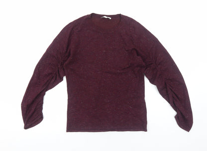 Warehouse Womens Purple Viscose Basic Blouse Size 8 Round Neck