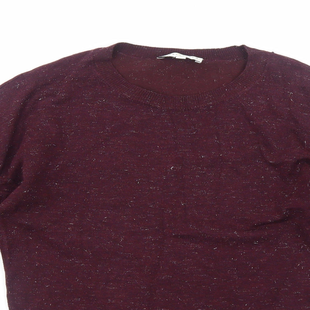 Warehouse Womens Purple Viscose Basic Blouse Size 8 Round Neck