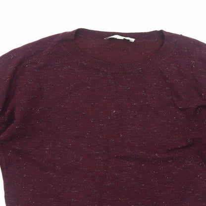Warehouse Womens Purple Viscose Basic Blouse Size 8 Round Neck