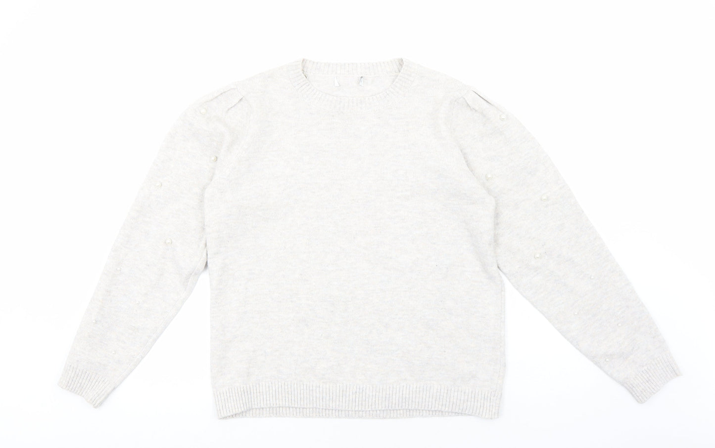 Preworn Womens Grey Round Neck Acrylic Pullover Jumper Size L
