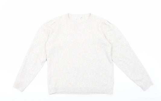 Preworn Womens Grey Round Neck Acrylic Pullover Jumper Size L