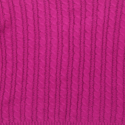 CHIC Womens Pink V-Neck Acrylic Pullover Jumper Size M