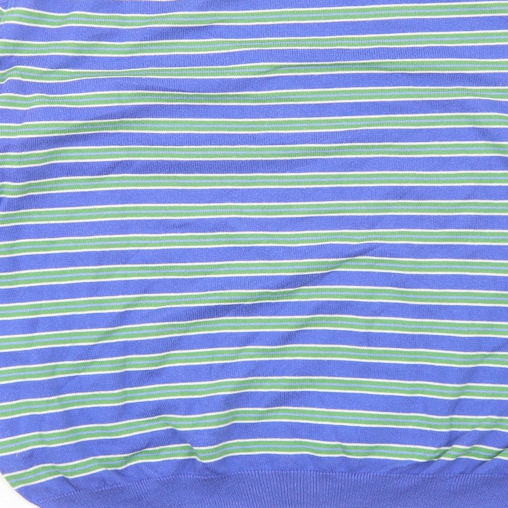 Oxford Company Womens Blue Round Neck Striped Acrylic Pullover Jumper Size L