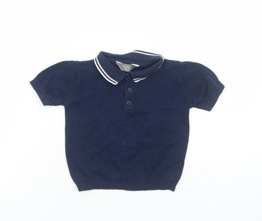 Primark Boys Blue Cotton Basic Polo Size 9-12 Months Collared Pullover