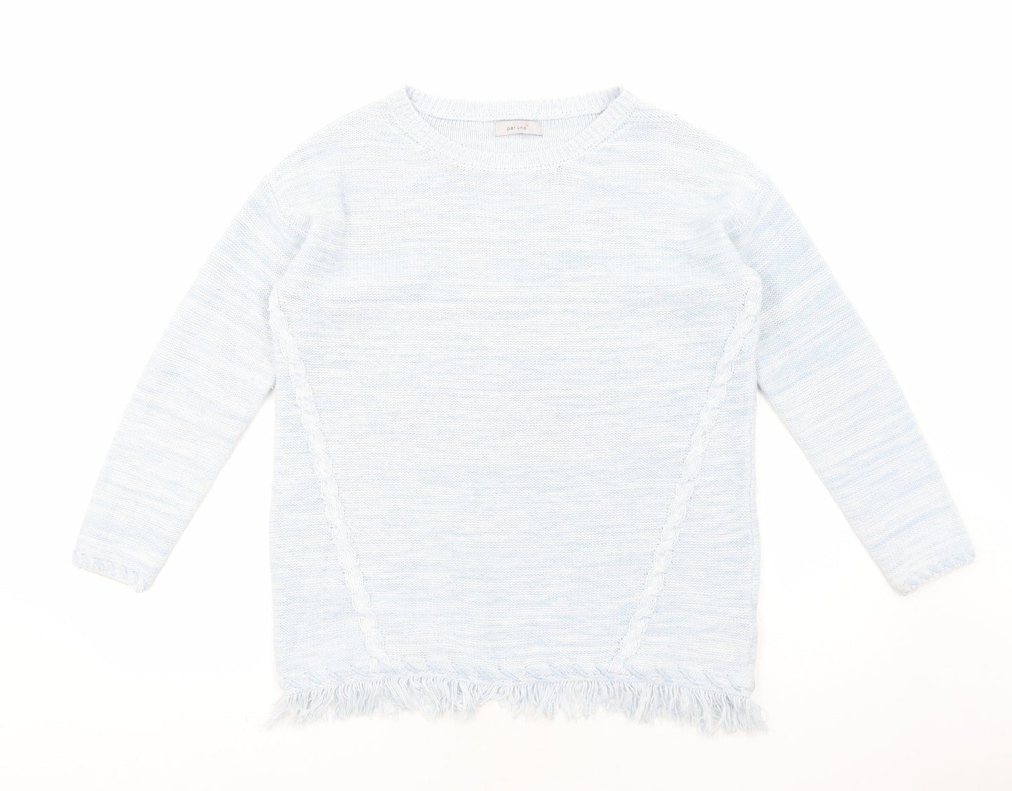 Marks and Spencer Womens Blue Round Neck Cotton Pullover Jumper Size 12