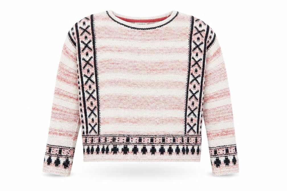 Marks & Spencer Womens Red Round Neck Geometric Acrylic Pullover Jumper Size 12