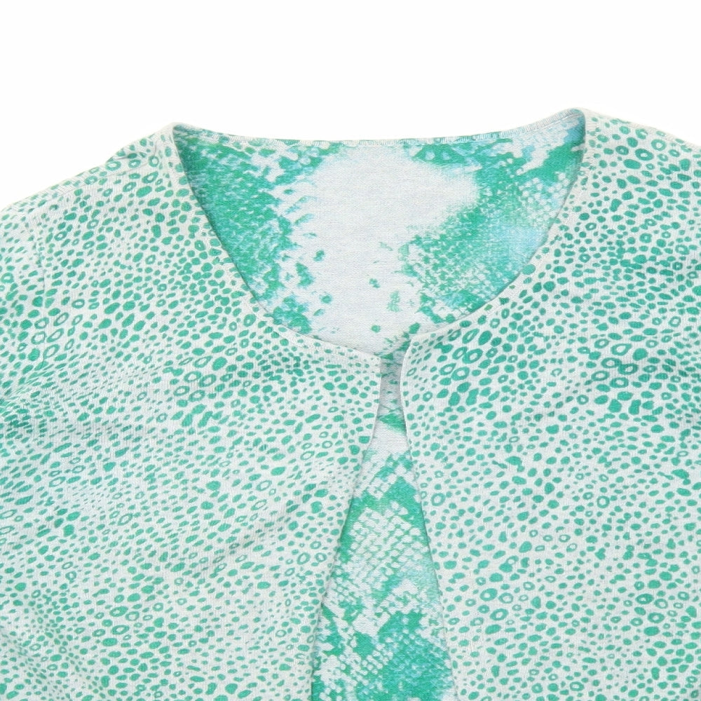 Sandwich Womens Green Round Neck Geometric Cotton Cardigan Jumper Size M