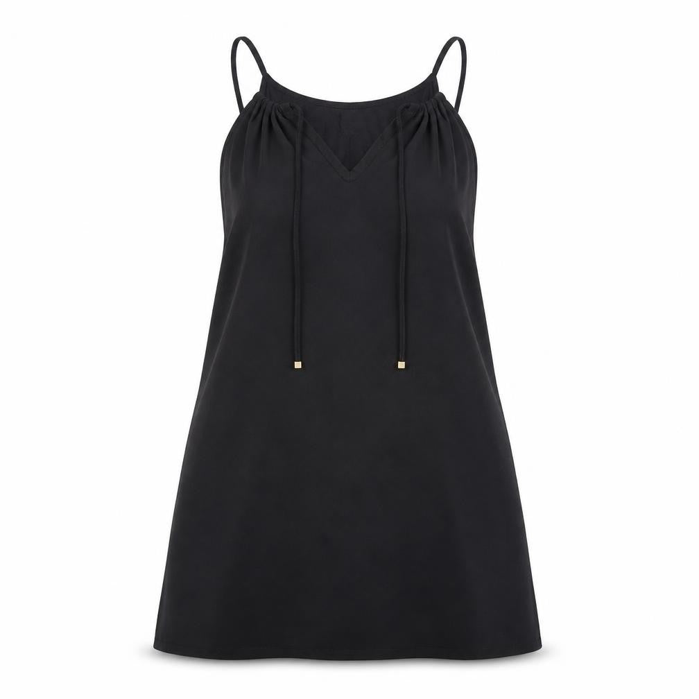 New Look Womens Black Polyester Basic Tank Size 12 V-Neck