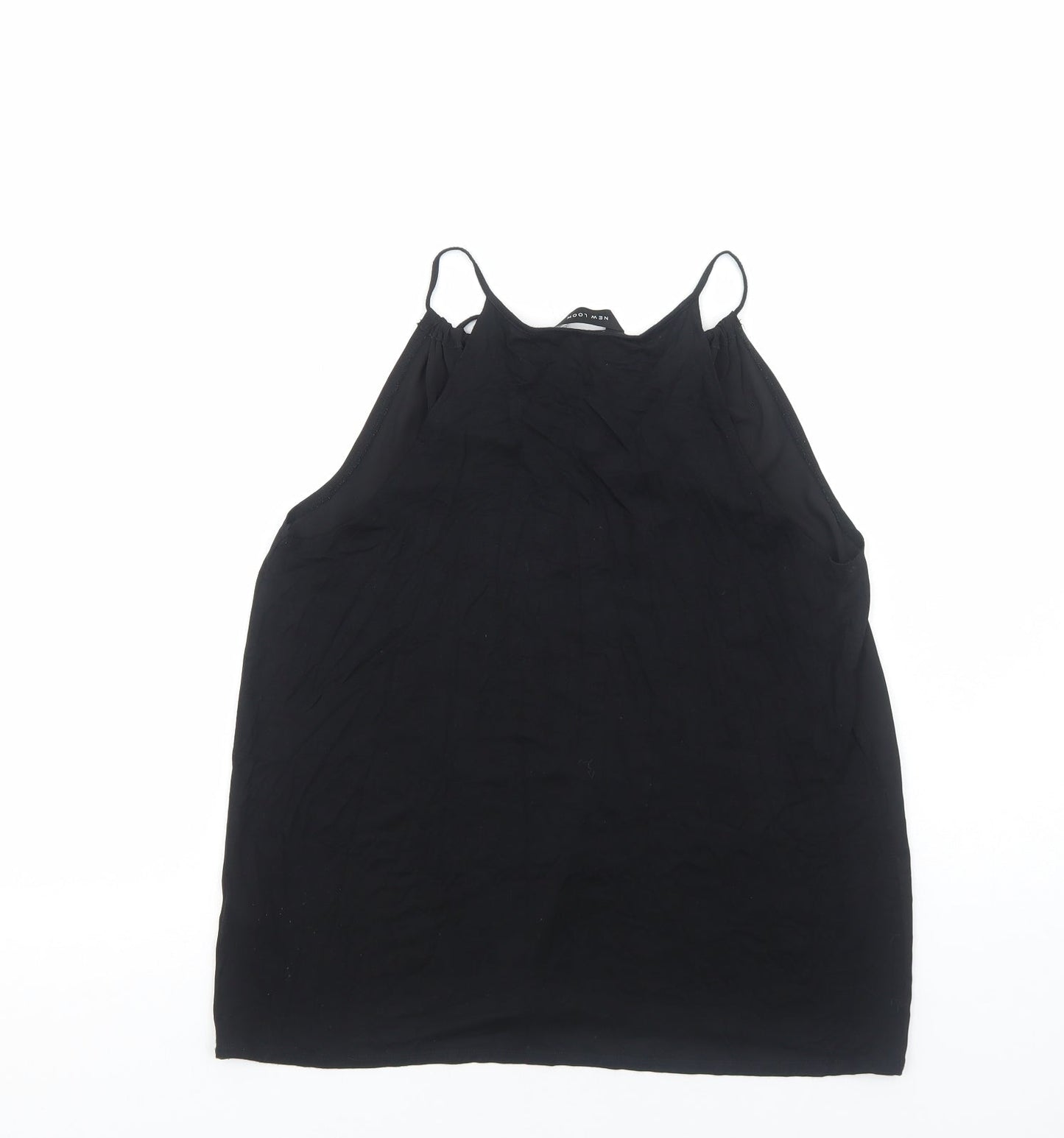 New Look Womens Black Polyester Basic Tank Size 12 V-Neck