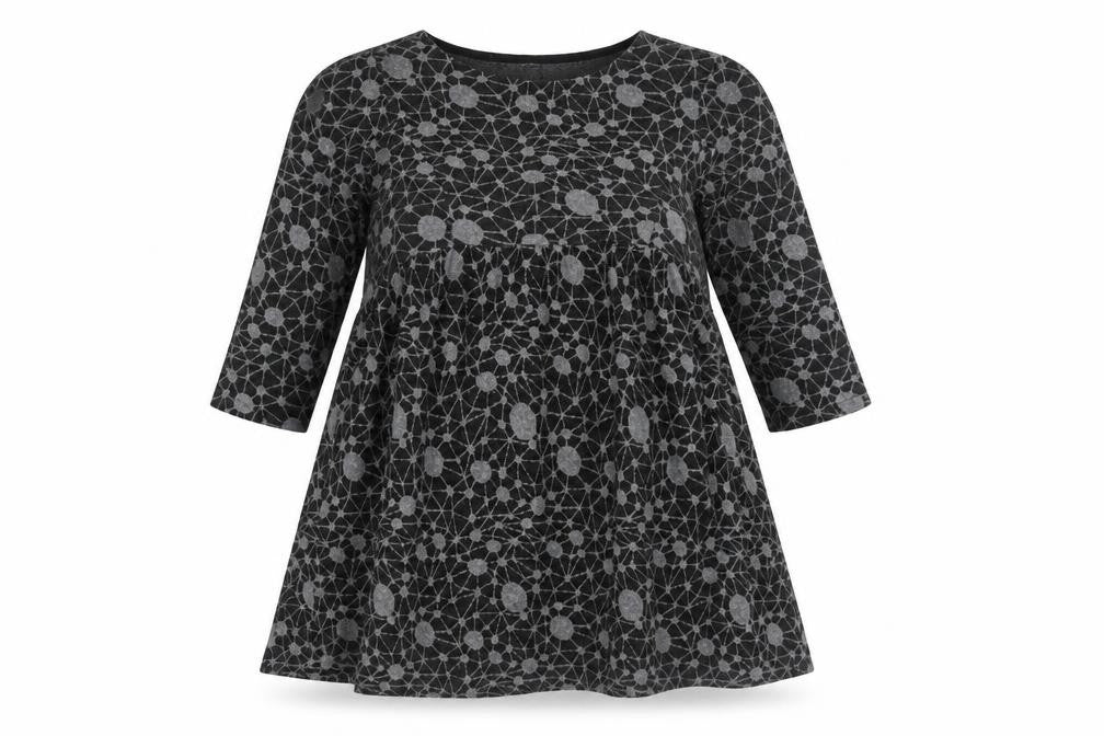 158C Womens Grey Geometric Viscose Shift Size L Round Neck Pullover