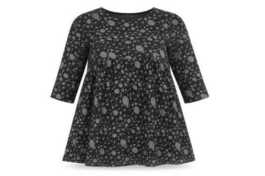 158C Womens Grey Geometric Viscose Shift Size L Round Neck Pullover