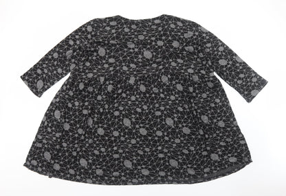 158C Womens Grey Geometric Viscose Shift Size L Round Neck Pullover