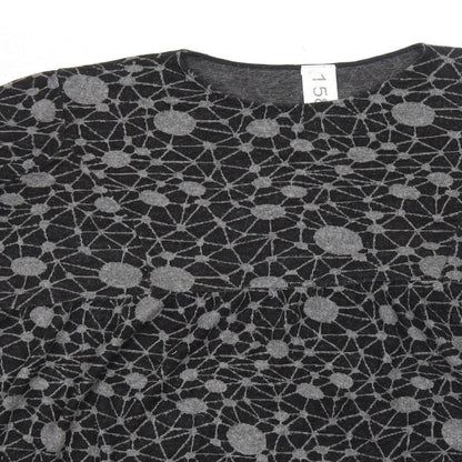 158C Womens Grey Geometric Viscose Shift Size L Round Neck Pullover