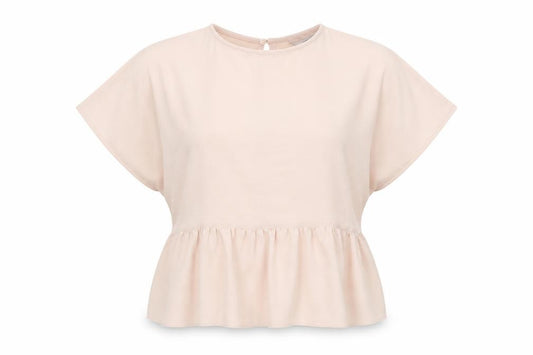 New Look Womens Pink Polyester Cropped T-Shirt Size 6 Scoop Neck - Smock