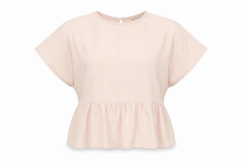New Look Womens Pink Polyester Cropped T-Shirt Size 6 Scoop Neck - Smock