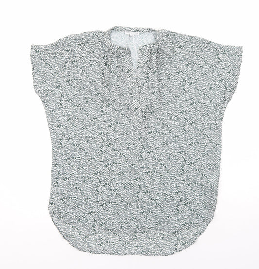 Miss Sparrow Womens Green Geometric Polyester Tunic Blouse Size M V-Neck