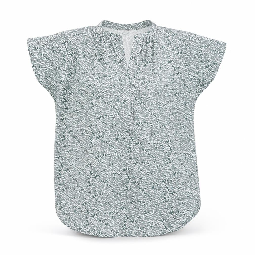 Miss Sparrow Womens Green Geometric Polyester Tunic Blouse Size M V-Neck