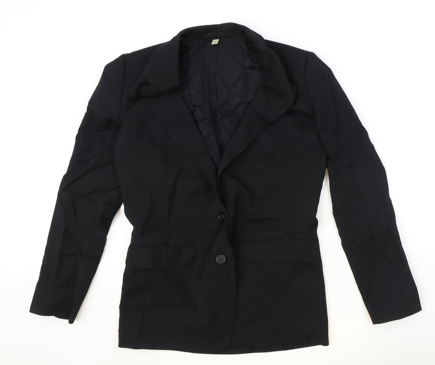 Preworn Womens Black Polyester Jacket Blazer Size 10