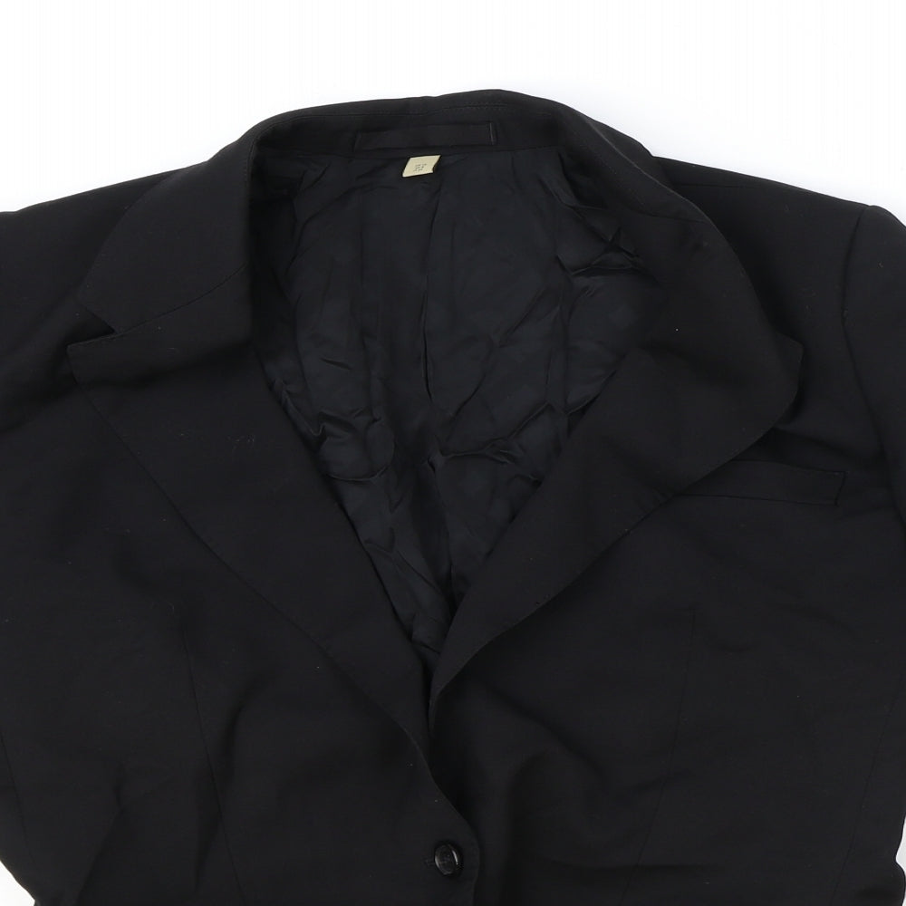 Preworn Womens Black Polyester Jacket Blazer Size 10