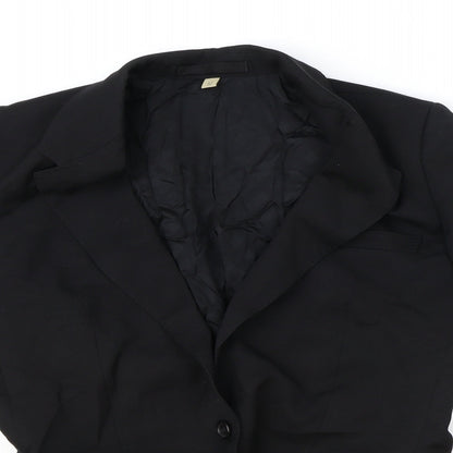 Preworn Womens Black Polyester Jacket Blazer Size 10