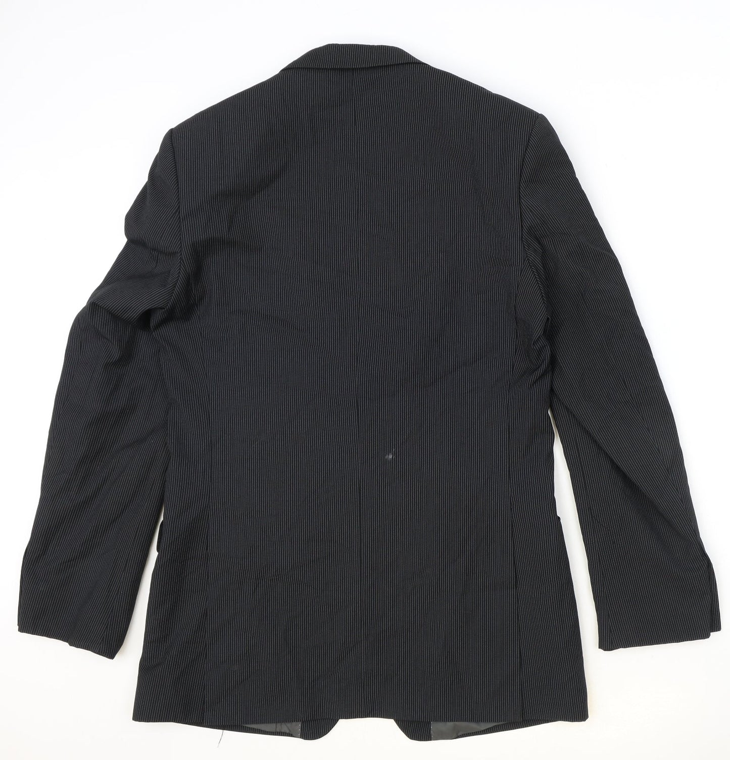 Burton Mens Black Striped Polyester Jacket Suit Jacket Size 40 Regular
