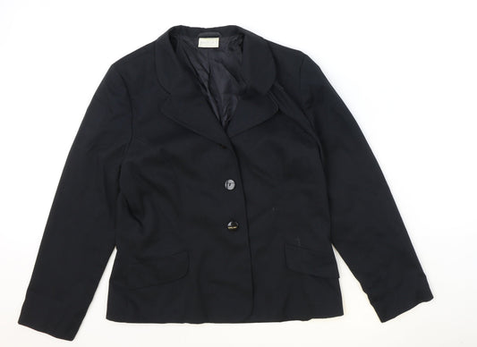 Essentials Womens Black Polyester Jacket Blazer Size 14