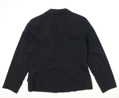 Essentials Womens Black Polyester Jacket Blazer Size 14