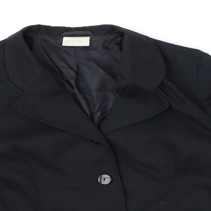 Essentials Womens Black Polyester Jacket Blazer Size 14