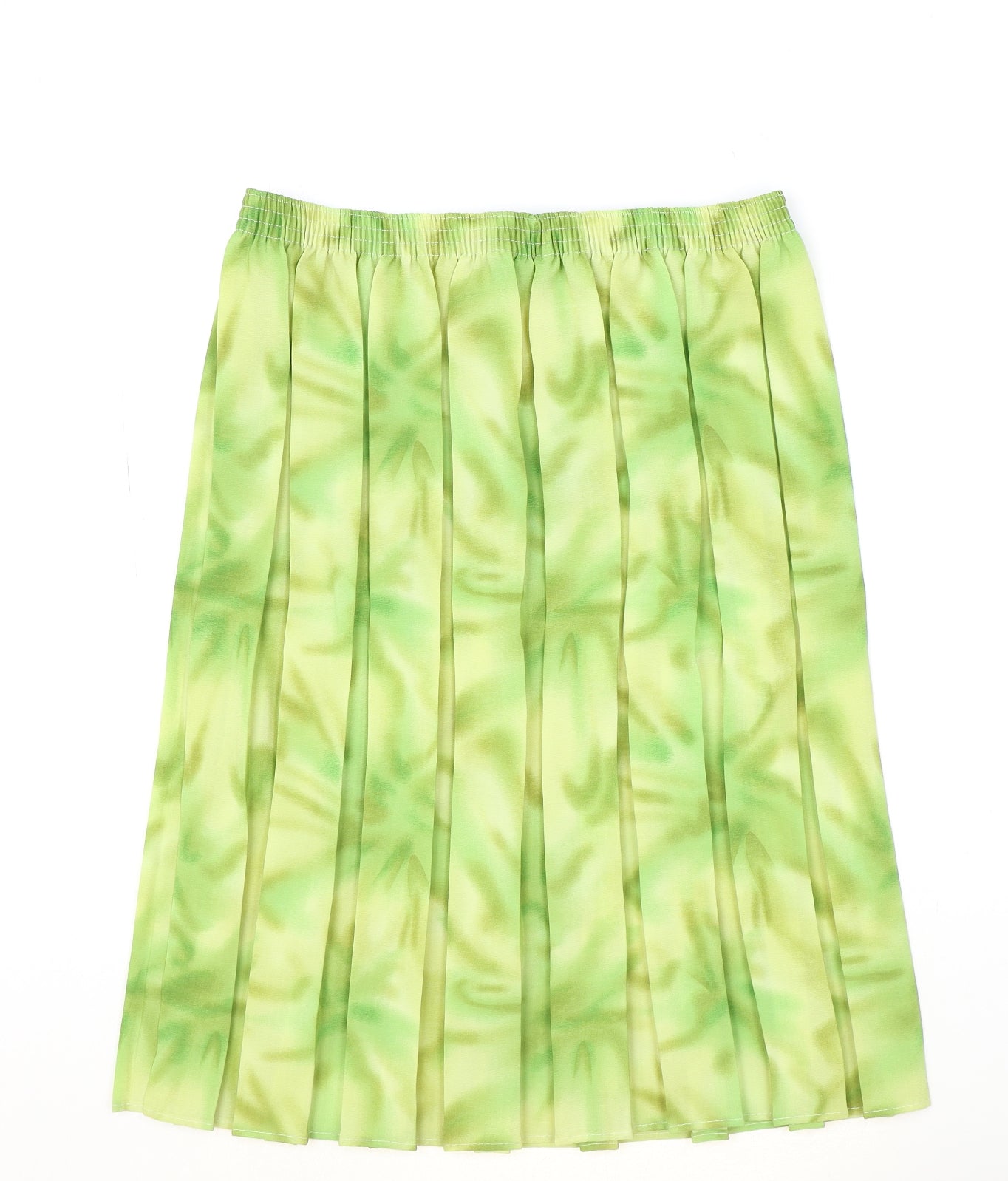 Preworn Womens Green Geometric Polyester Pleated Skirt Size M