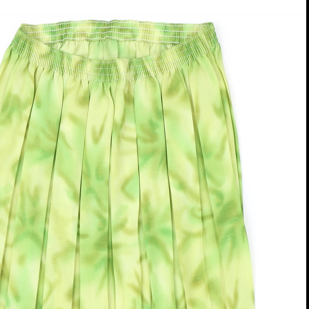 Preworn Womens Green Geometric Polyester Pleated Skirt Size M