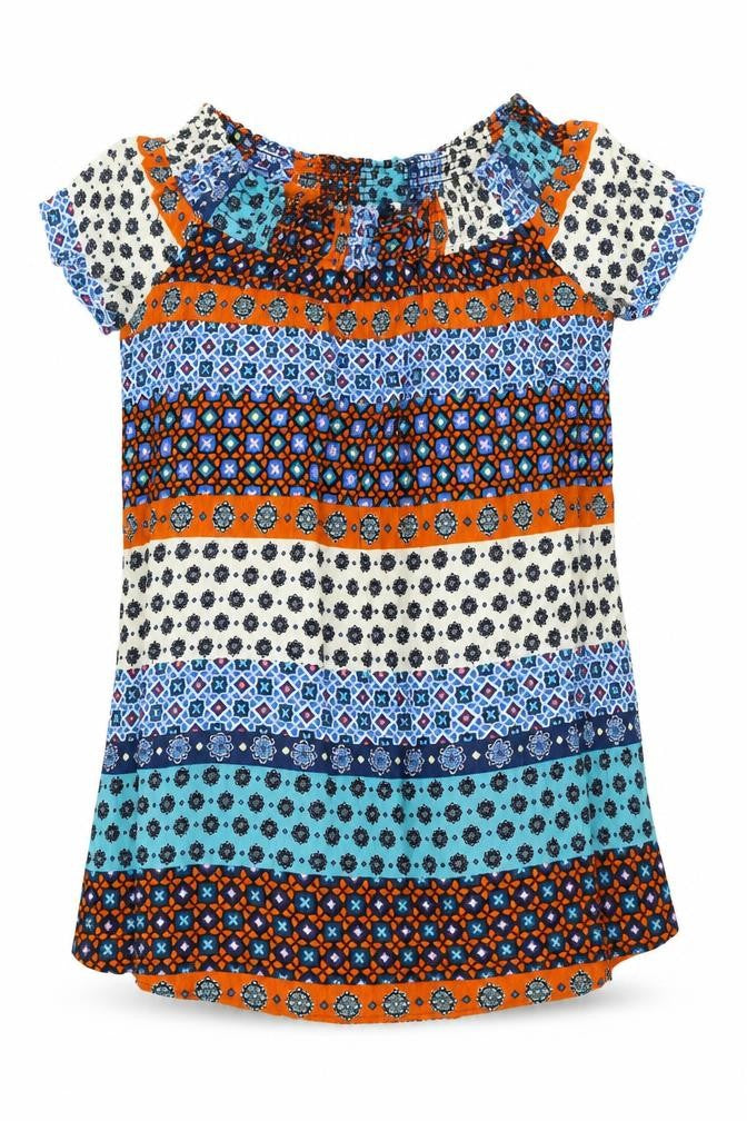 Glamorous Womens Multicoloured Geometric Viscose Shift Size 10 Off the Shoulder Pullover