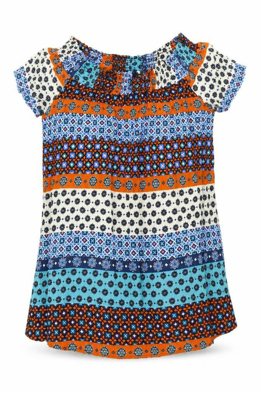 Glamorous Womens Multicoloured Geometric Viscose Shift Size 10 Off the Shoulder Pullover