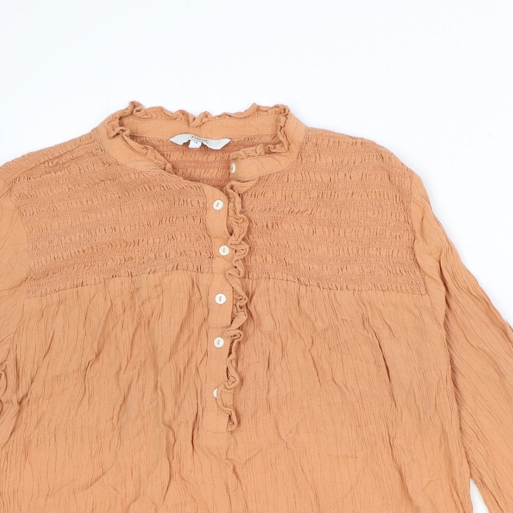 NEXT Womens Pink Viscose Basic Button-Up Size 12 Round Neck
