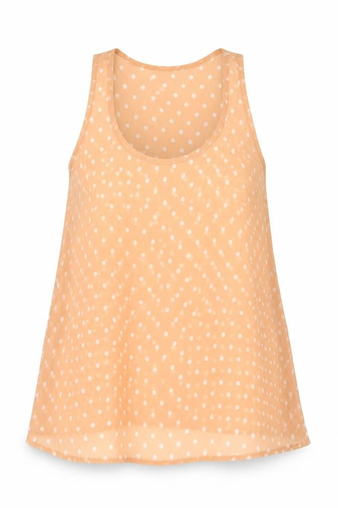 FOREVER 21 Womens Pink Polka Dot Polyester Basic Tank Size S Scoop Neck
