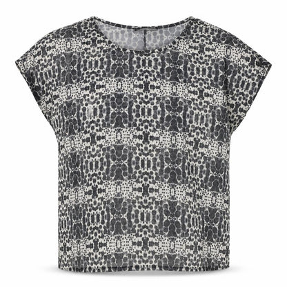 Atmosphere Womens Black Geometric Polyester Basic T-Shirt Size 6 Scoop Neck