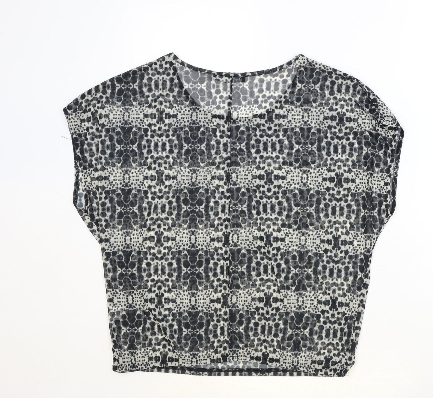 Atmosphere Womens Black Geometric Polyester Basic T-Shirt Size 6 Scoop Neck