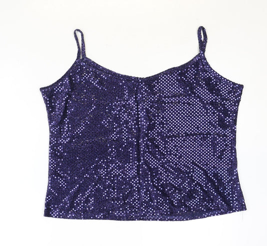 Preworn Womens Blue Polyester Basic Tank Size 2XL Round Neck