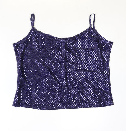 Preworn Womens Blue Polyester Basic Tank Size 2XL Round Neck