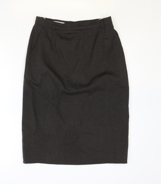 Hucke Womens Brown Wool Straight & Pencil Skirt Size 12 Zip