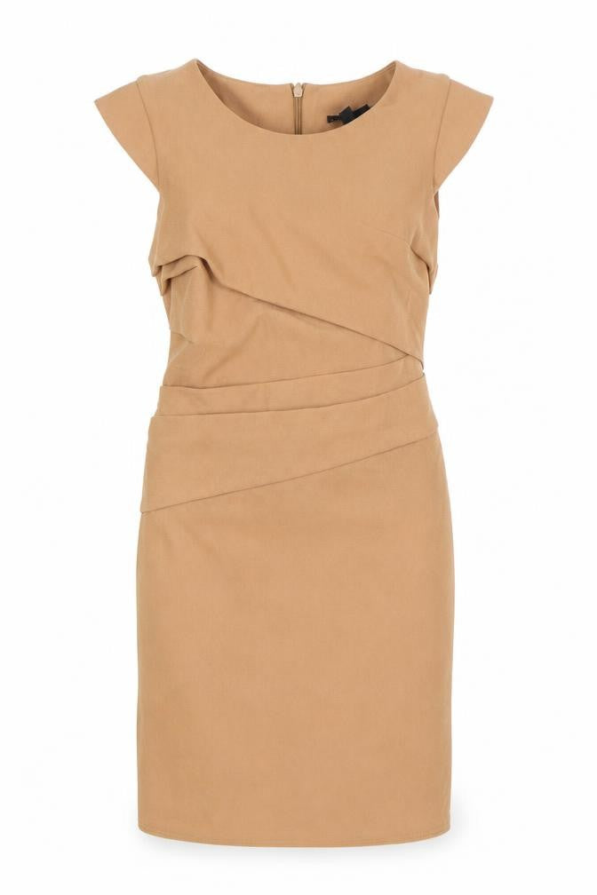 Topshop Womens Brown Polyester A-Line Size 8 Round Neck Zip