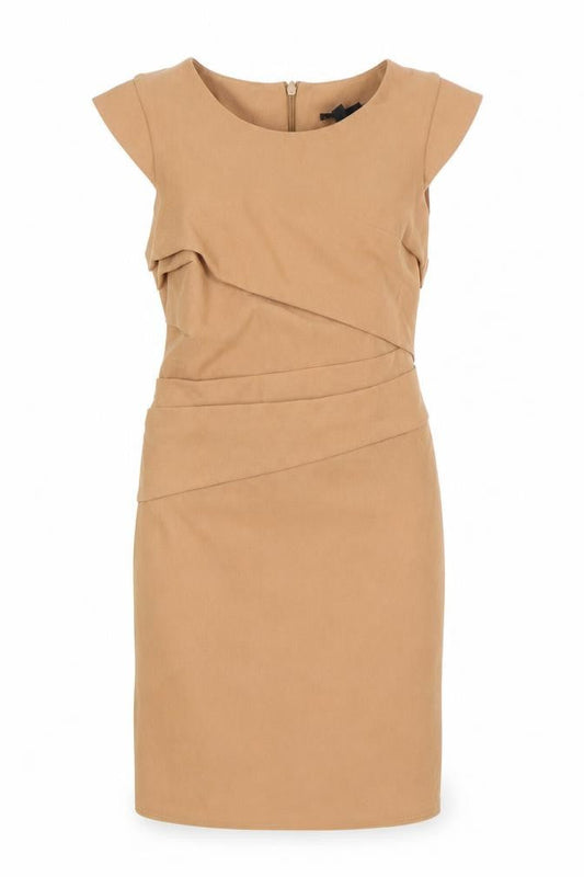 Topshop Womens Brown Polyester A-Line Size 8 Round Neck Zip