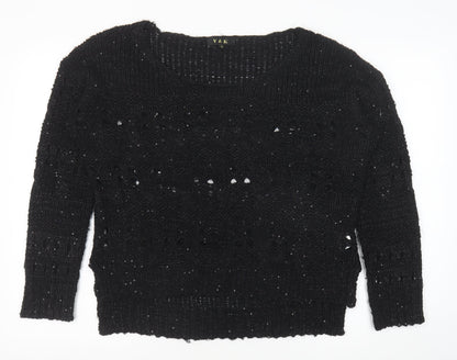 V & K Womens Black Round Neck Polyester Pullover Jumper Size 10