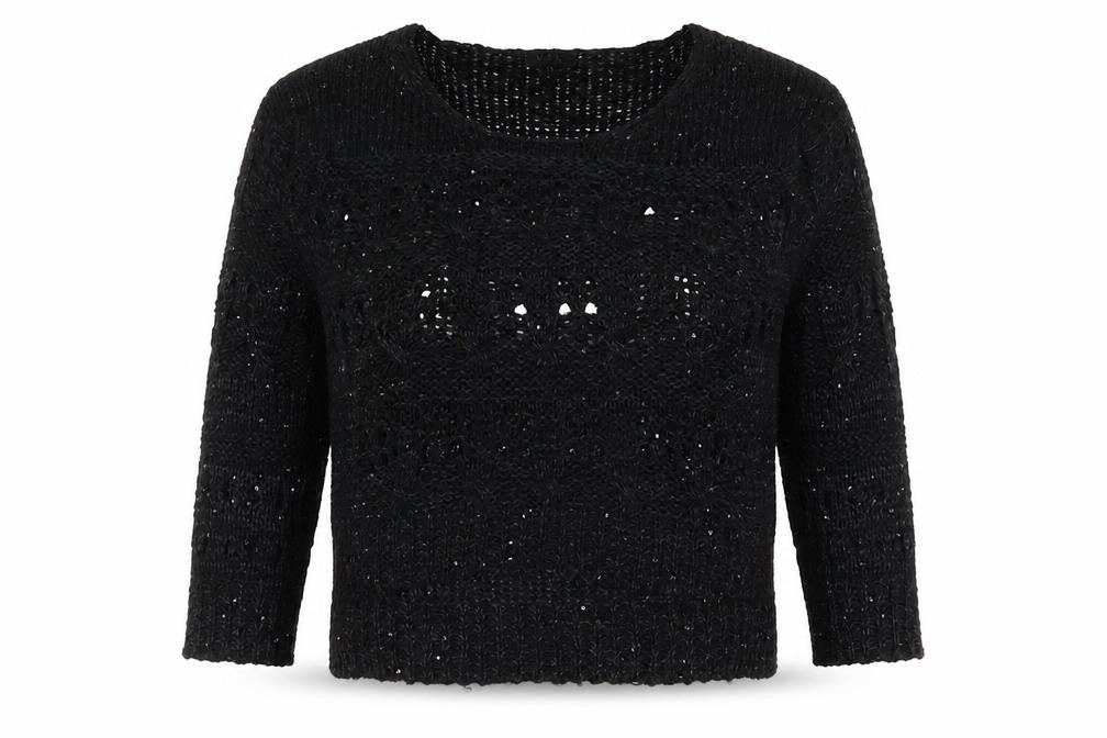 V & K Womens Black Round Neck Polyester Pullover Jumper Size 10
